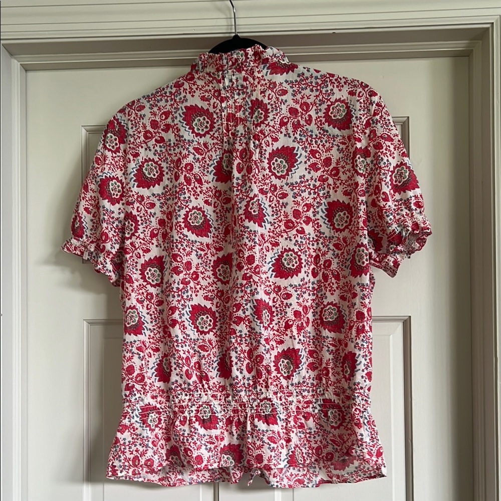 Lauren Ralph Lauren Red and White Floral Button Down Shirt - Picture 5 of 7